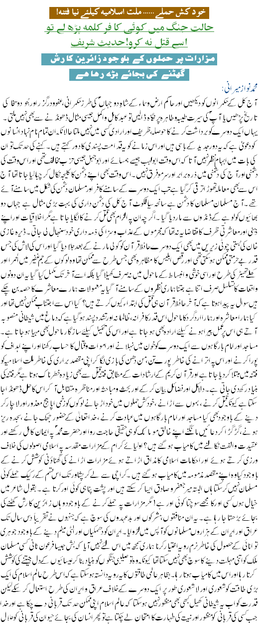 Fitna Of Suicide Bombings - Urdu Political Article